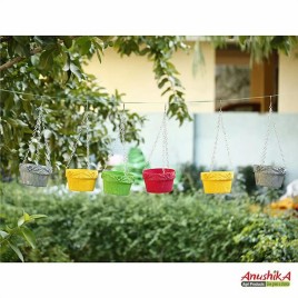 Multicolor Plastic Hanging Pot, For Balcony, Size: 5inches