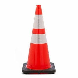 Orange and Gray Plastic Foldable Traffic Cone, For Road Safety