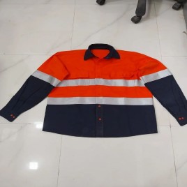 Orange Full Sleeve Safety Shirt, XL