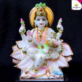 Painted Hindu Marble Laxmi Statue, For Worship, Size: 9 Inch To 61 Inch