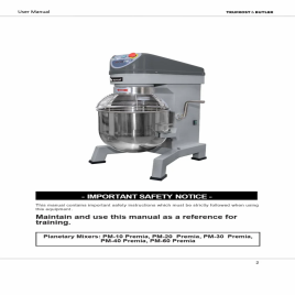 Planetary Mixer with stepless 10 speed control - 60 litres