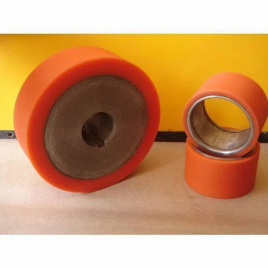 Plastic Red Orange Polyurethane On Cast Iron Blanks Trolley Wheels, Standard