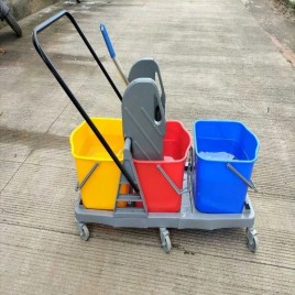 Plastic Wringer Trolley 3 Bucket., For Hospitals