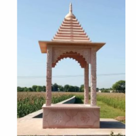 Polished Red Sandstone Chatri, For Garden