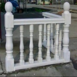 Polished White Marble Railing Pillar
