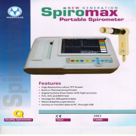 Portable Spirometry Machine with Attached Printer  Compact Pulmonary Function Testing Device