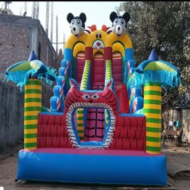 PVC Coated Fabric 3 Line Fun Mickey Mouse Inflatables Bouncy Castle