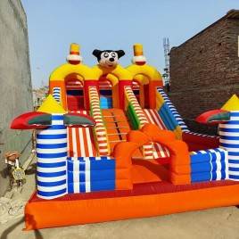 PVC Coated Fabric 3 Line Fun Mickey Mouse Inflatables Bouncy Castle