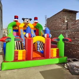 PVC Coated Fabric 3 Line Fun Mickey Mouse Inflatables Bouncy Castle