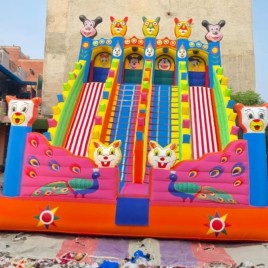 PVC Coated Fabric 4 Seliding Fun Inflatables Bouncy Castles