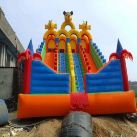 PVC Coated Fabric 4 Seliding Fun Inflatables Bouncy Castles