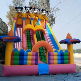 PVC Coated Fabric 4 Seliding Fun Inflatables Bouncy Castles
