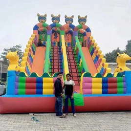 PVC Coated Fabric 4 Seliding Fun Inflatables Bouncy Castles