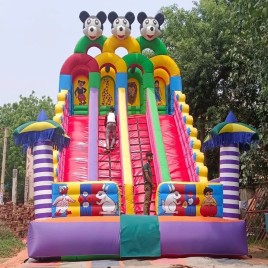 PVC Coated Fabric 4 Seliding Fun Inflatables Bouncy Castles