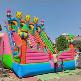 PVC Coated Fabric 4 Seliding Fun Inflatables Bouncy castle