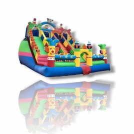 PVC Coated Fabric 4 Seliding Fun Inflatables Bouncy castle