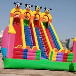 PVC Coated Fabric 4 Seliding Fun Inflatables Bouncy castle