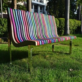Recycled plastic outdoor bench