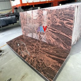 Red Multicolor Granite Slab, For Flooring