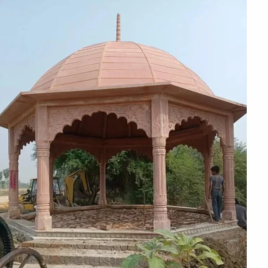Red Sandstone Gazebo Temple, For Outdoor, Design: Art Deco