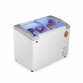 Rockwell Sliding Door 350 Liters Inclined Curved Glass Top Freezer, Auto-Defrost