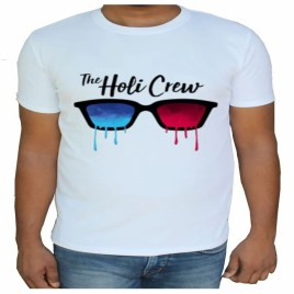 Round Half Sleeve Holi T-shirt, Size: Medium