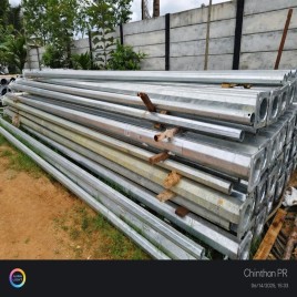 Single-Arm 8 Meter GI Octagonal Pole, For Outdoor