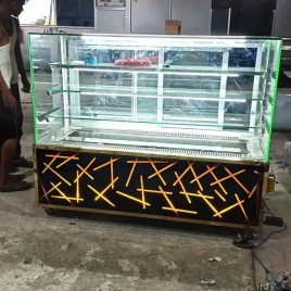 Square Stainless Steel Cake Display Counter, For Bakery