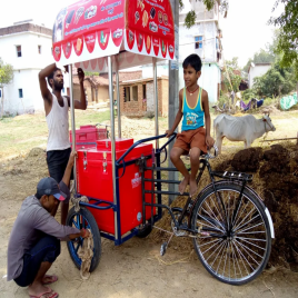 Stainless Steel Blue Icecream Tricycle