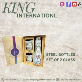 Stainless Steel Bottle Set Of 2 Glass,Ramadan Gifts,Corporate Gifts, Capacity: 1 Litre