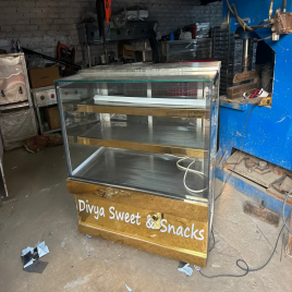 Stainless Steel Rectangular Sweet Display Counter, For Bakery