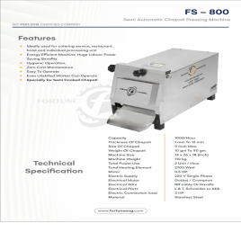 Stainless Steel Semi Automatic Chapati Roti Pressing Machine, 1000 per Hour