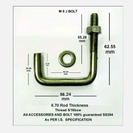 Stainless Steel silver Ss J Hook, Size: 40 X 40