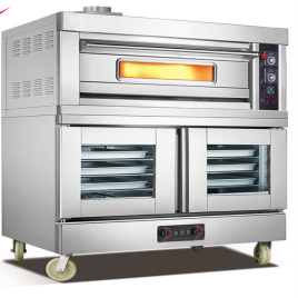 Stainless Steel Square Single Deck 2 Tray Baking Oven with Proofer Electric for Commercial, 9.4kW