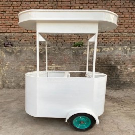Stainless Steel White 3 Wheel Ice Cream Cart, Load Capacity: 100 kg