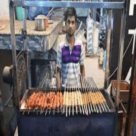 Stainless Steel White Chicken Seekh Kabab Food Cart, Load Capacity: 300 kg