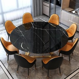 Stylish Marble Round Table, Surface Finishing: Brushed