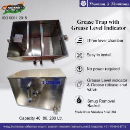 Thomson & Thomsons Stainless Steel 304 Grease Trap with Grease Level Indicator, Size/Dimension: 18"" (l) X 12"" (w) X 13"" (h)