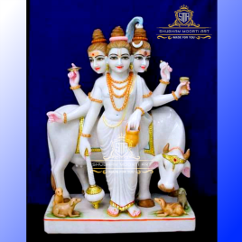 Traditional Hindu Marble Dattatreya Statue
