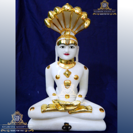 Traditional Jain Marble Parshwanath Statue