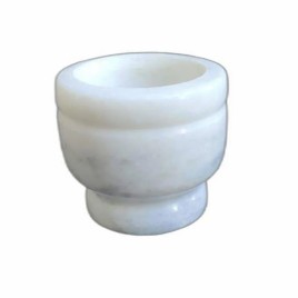 Traditional White Round Marble Mortar, Size: 2x1.5x3 Inch
