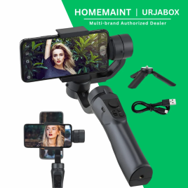 Urjabox 3-Axis Gimbal Stabilizer for iPhone & Android, Magnetic AI Tracking, Tripod, Extension Rod
