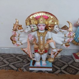 Veiynam Marble Panchmukhi Hanuman Statue, Color: Multicolor, Temple