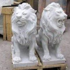 White 5feet Lion Marble Statue, For Interior Decor, Size/Dimension: 5feet(Height)