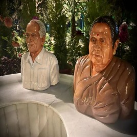 White And Brown 26inch Polished Marble Human Statue