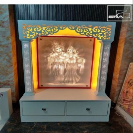 White Corian Radha Krishna Mandir, For Home