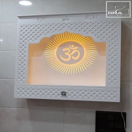 White Corian Small Mandir With Om Design, Size/Dimension: 30"" X 12"" X 30"", For Home