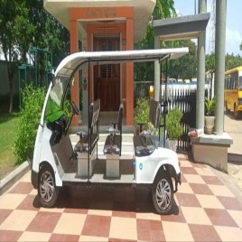 White Electric Sightseeing Bus