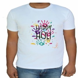 White Holi T-shirt, Size: Medium