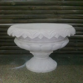 White Marble carved Flower Pot, Size: 6 inch, Height: 1.5 Feet